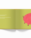 Inner page of Fifty Two World (52 World) book Whose Booty is That? pig booty in bilingual English-French