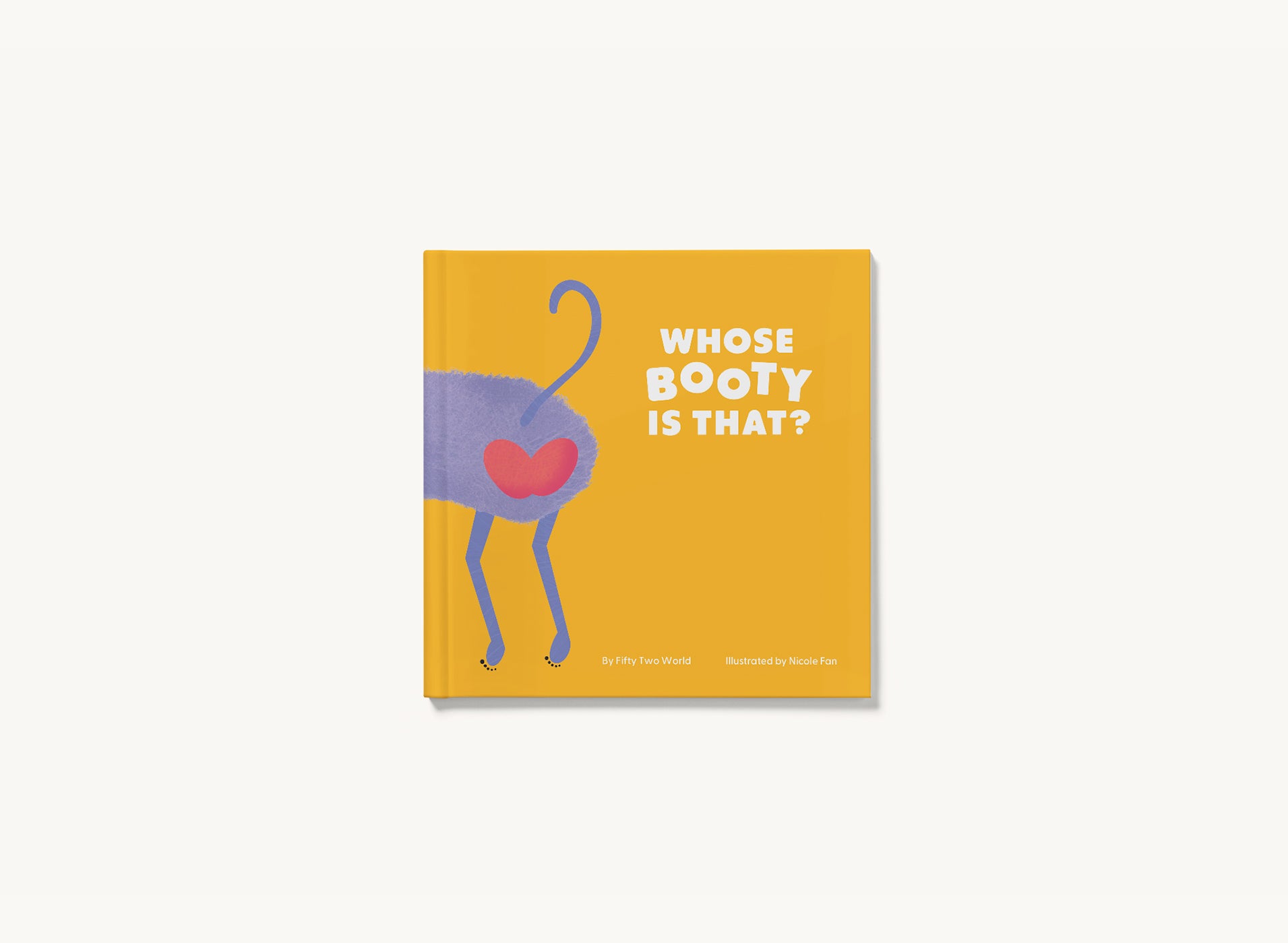 Yellow cover of a children's book titled 'Whose Booty Is That?' with baboon peeking out from the left edge